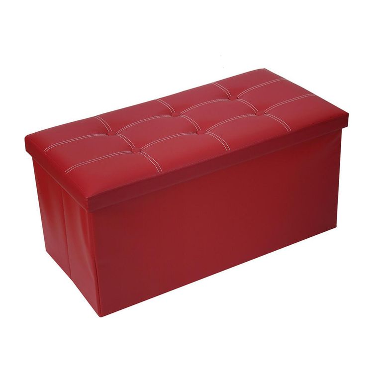 Banco Baúl Plegable Ecocuero Rojo