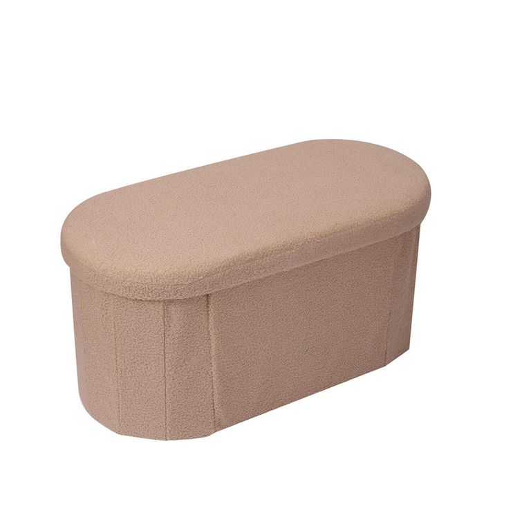 Baúl ovalado boucle 75x36 cm crema
