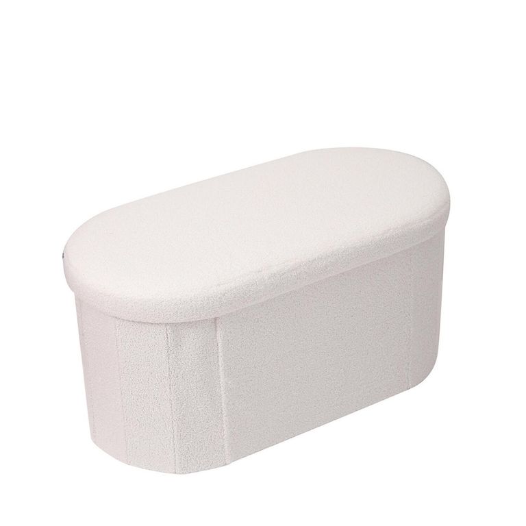 Baúl ovalado boucle 75x36 cm crema