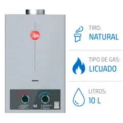 RHEEM - Calefónt Gas Licuado 10 Litros Tiro Natural Ionizado