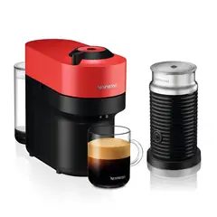 NESPRESSO - Cafetera Vertuo Pop Rojo + Espumador de Leche