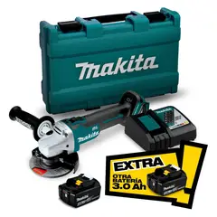 MAKITA - Esmeril 4-1/2" Inalámbrico 18V + 2Bat 3,0ah + Cargador