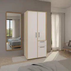 TUHOME - Clóset 3 Puerta(s) 1 Cajón(es) 80x180x52 cm Fresno europeo/Capri