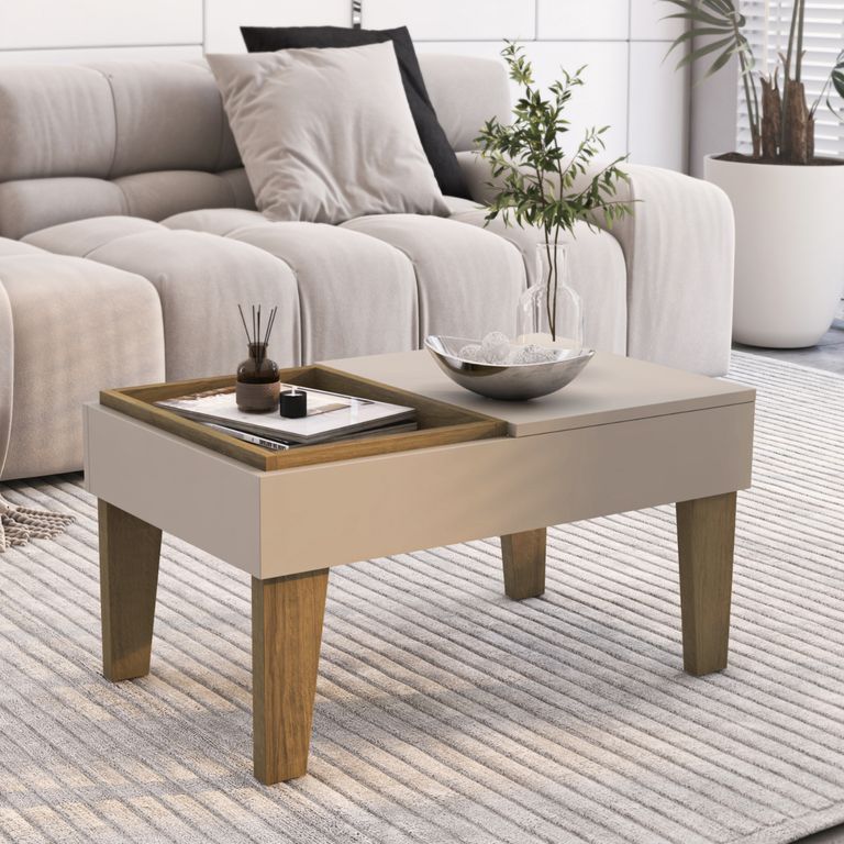 Mesa de Centro Veneza Roble/Beige 67.7x41.4x35.1 cm