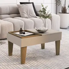 EXIT - Mesa de Centro Veneza Roble/Beige 67.7x41.4x35.1 cm