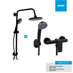 MOSAICO - Pack columna Venti + ducha Bruna negro mate