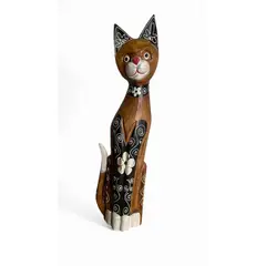 SOHOGAR - Gato madera Café 60x15 cm