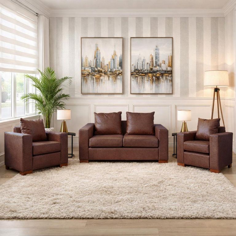 Juego de Living Bastian 4 Personas Café Oscuro