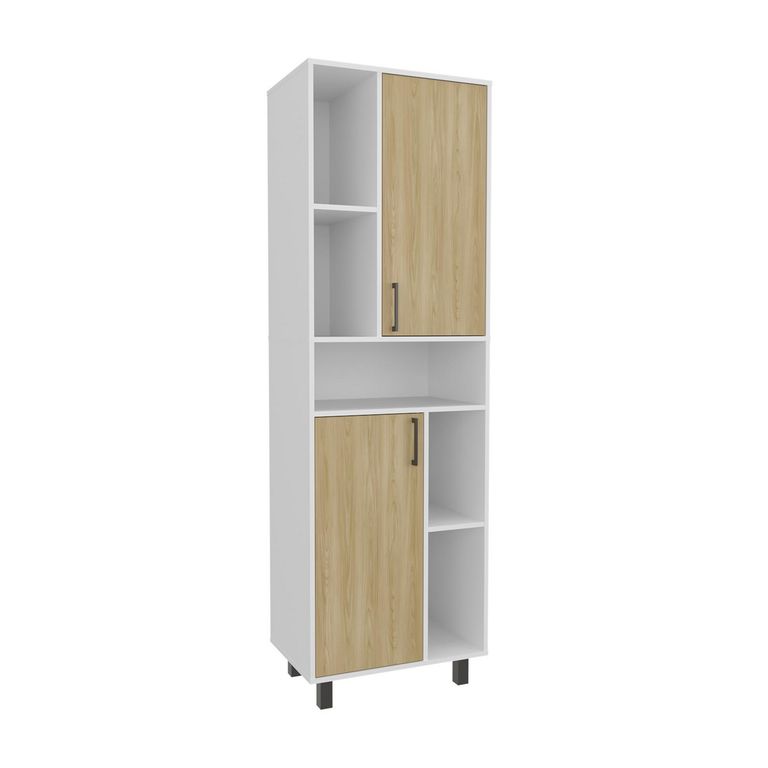 Alacena alta 2 puertas brice 190x60x39,7 cm blanco y fresno