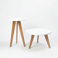 HOME MOBILI - Set 2 Mesas Orla Blanco 45x45x60 cm