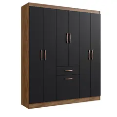 ALTAVISION - Clóset 6 Puerta(s) 1 Cajón(es) 1 Repisa(s) 137x175x40 cm Negro/Castaña