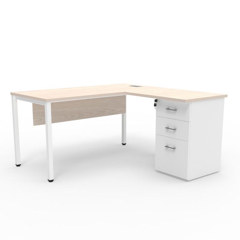 Estación de Trabajo Paris Office Pure Legno/Blanco 150x75x150 cm