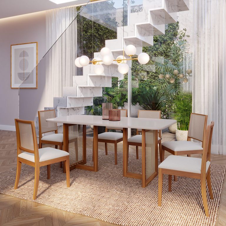 Juego de Comedor Regia 6 Sillas Mesa Rectangular Beige