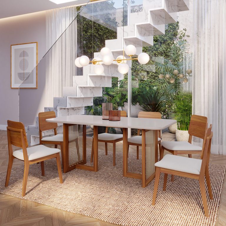 Juego de Comedor Regia 6 Sillas Mesa Rectangular Beige