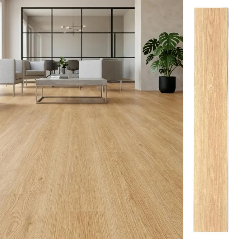 Piso Vinilico 5.3 mm 18x122 cm SPC wood natural Marrón Claro 2.23 m2