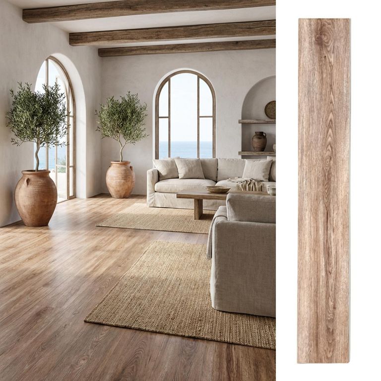 Piso Vinilico 5.3 mm 18x122 cm SPC wood taupe Café 2.23 m2