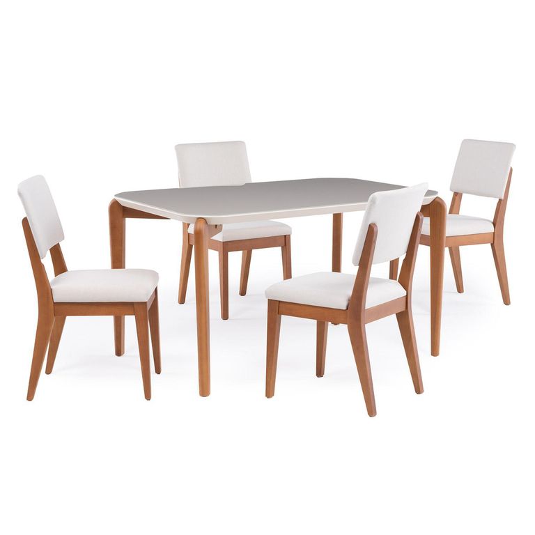 Juego de Comedor Donatella 4 Sillas Mesa Rectangular 135x89x77cm Beige
