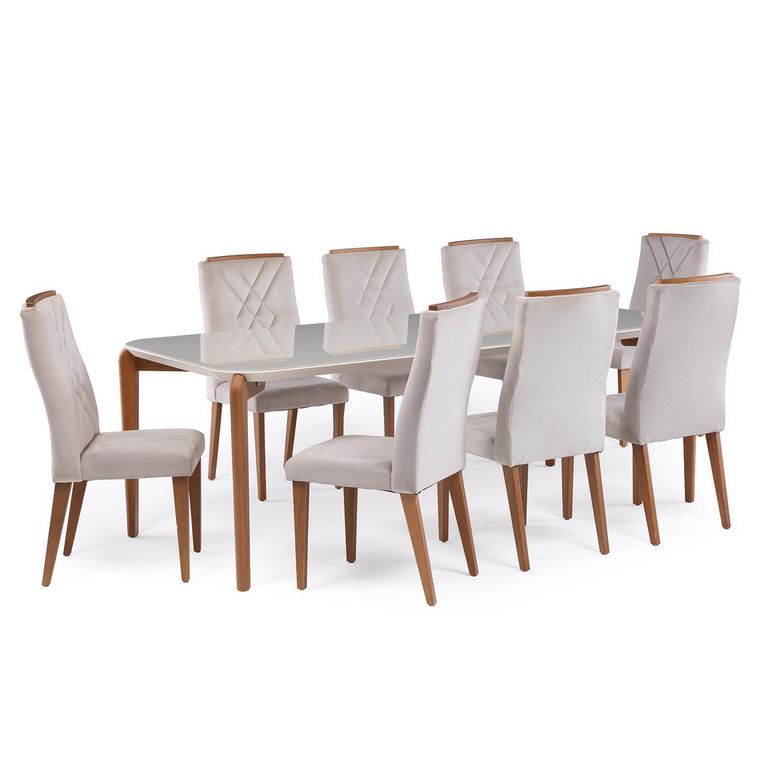 Juego de Comedor Donatella 6 Sillas Mesa Rectangular 180x89x76cm Beige