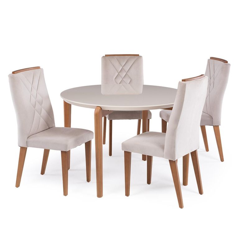 Juego de Comedor Donatella 4 Sillas Mesa Redonda 115x115x76,7cm Beige