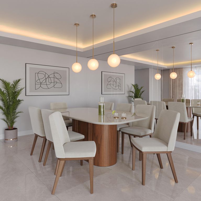 Juego de Comedor Kalina 6 Sillas Mesa Rectangular 184x109x76cm Beige