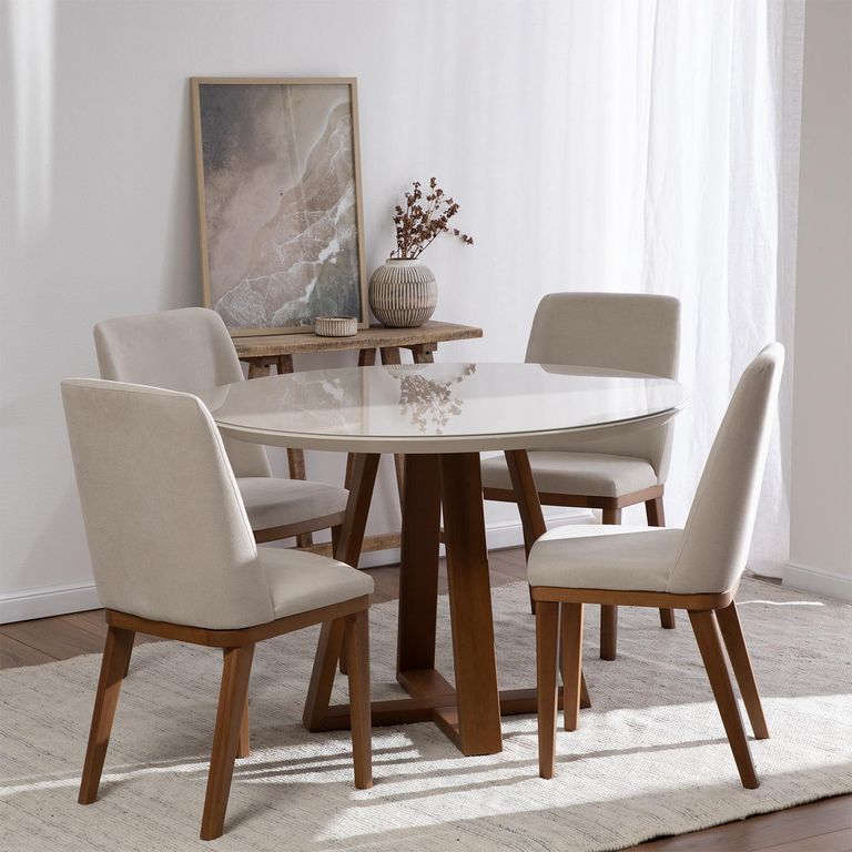 Juego de Comedor Bennet 4 Sillas Mesa Rectangular 115x89x78,4cm Beige