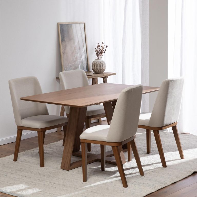 Juego de Comedor Avena 4 Sillas Mesa Rectangular 135x74x7x90cm Café