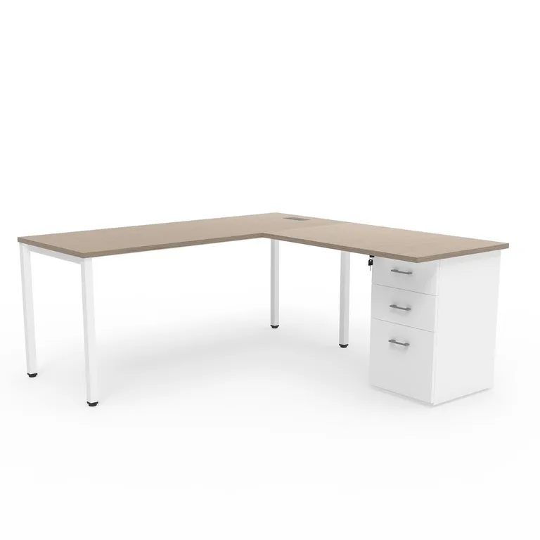 Estación de Trabajo Paris Office Silver Legno/Blanco 180x75x180 cm