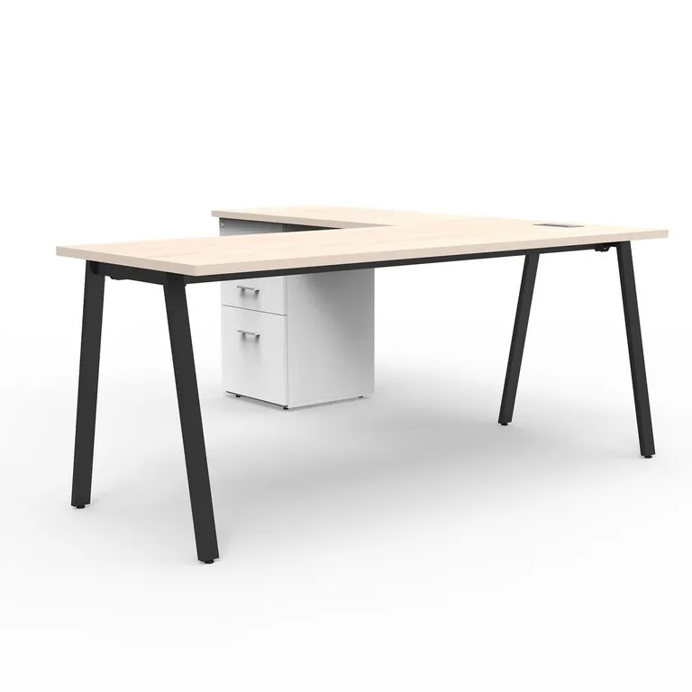 Estación Alpha Office Pure Legno/Negro 180x75x180 cm
