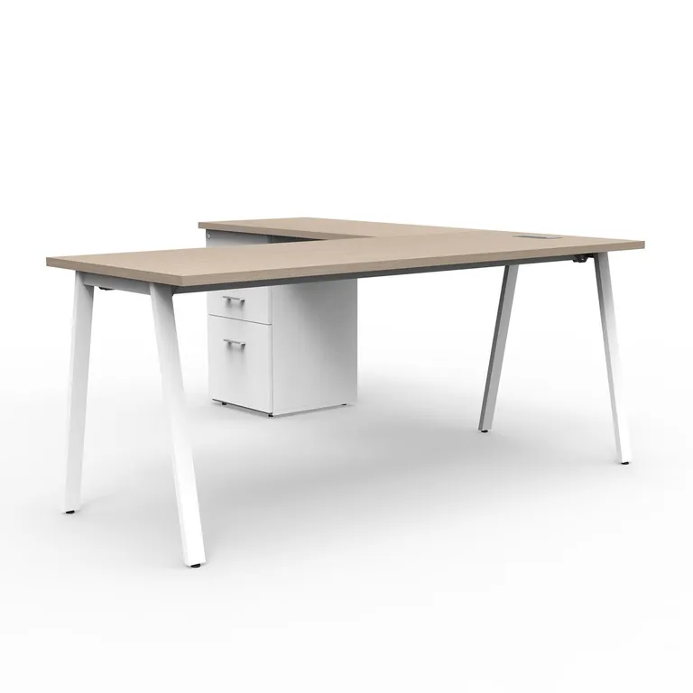 Estación Alpha Office Silver Legno/Blanco 180x75x180 cm