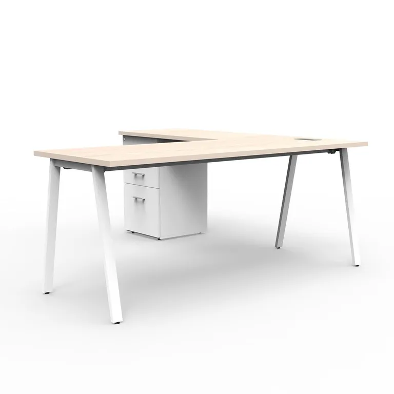 Estación Alpha Office Pure Legno/Blanco 180x75x180 cm
