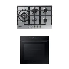 SAMSUNG - Kit Encimera a Gas 5Q Gris + Horno Eléctrico 76 L Serie 4 Wi-Fi Negro