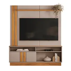 EXIT - Estante TV 60 " FORTALEZA G/N Gris Claro Nogal 165x185x36