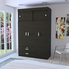 TUHOME - Closet 5 Puerta(s) 2 Cajón(es) 3 Repisa(s) 120x187.5x51.5 cm Negro