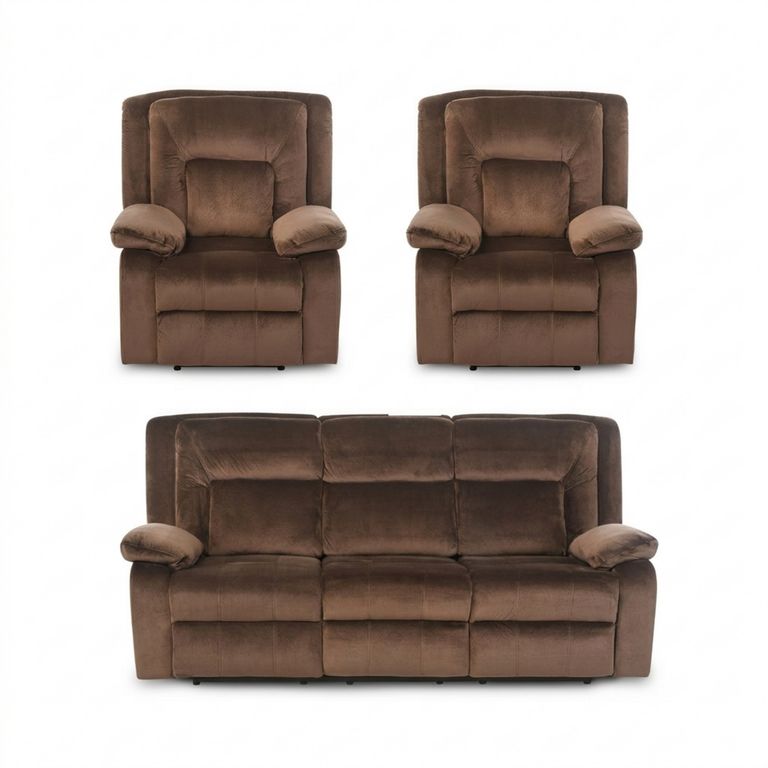 Juego de Living Reclinable 5 cuerpos Amberes 215x99x103 cm Café