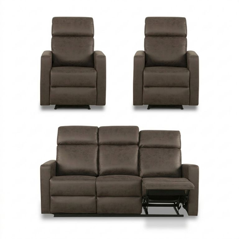 Juego de Living Reclinable 5 cuerpos Asturias 183x102x97 cm Café