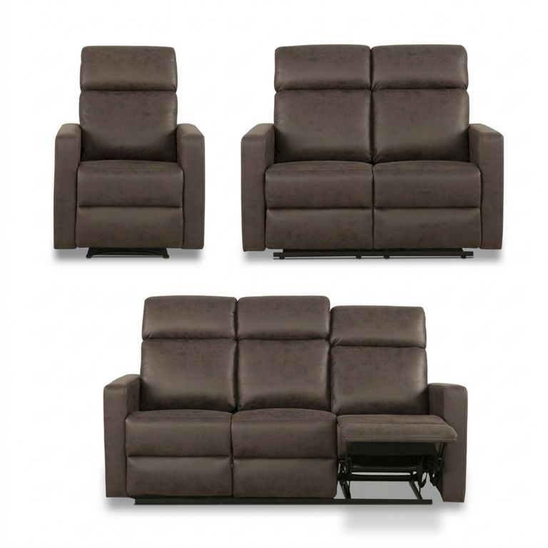 Juego de Living Reclinable 6 cuerpos Asturias 183x102x97 cm Café