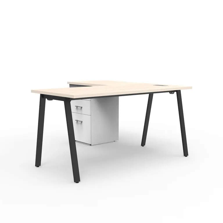 Estación Alpha Office Pure Legno/Negro 150x75x150 cm
