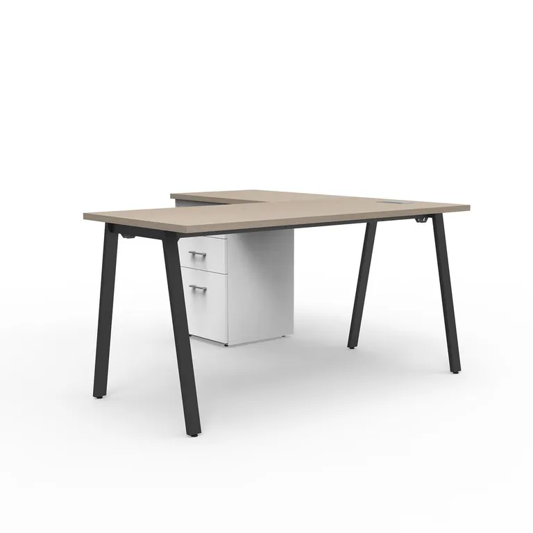 Estación Alpha Office Silver Legno/Negro 150x75x150 cm