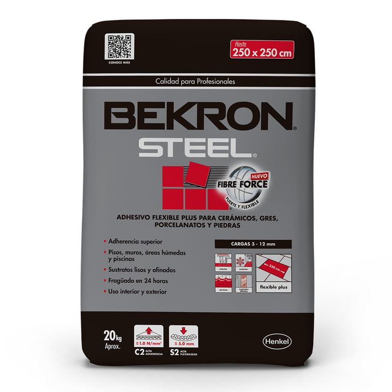 Adhesivo Steel 20 k Piso y muro Superficie Flexible 20 kg
