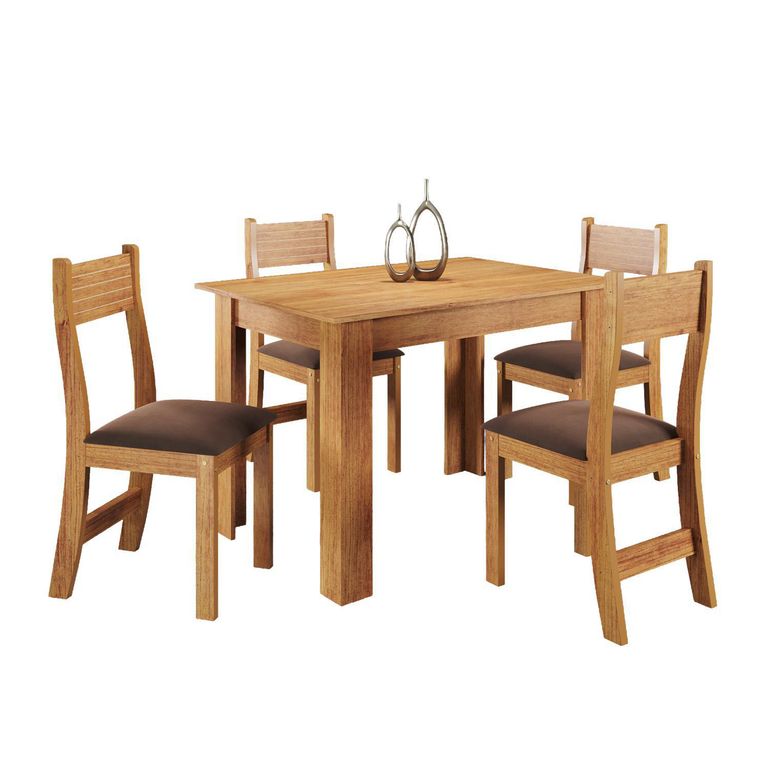 Juego de Comedor Florencia 4 Sillas Mesa Rectangular 75x110x75.1 cm Café