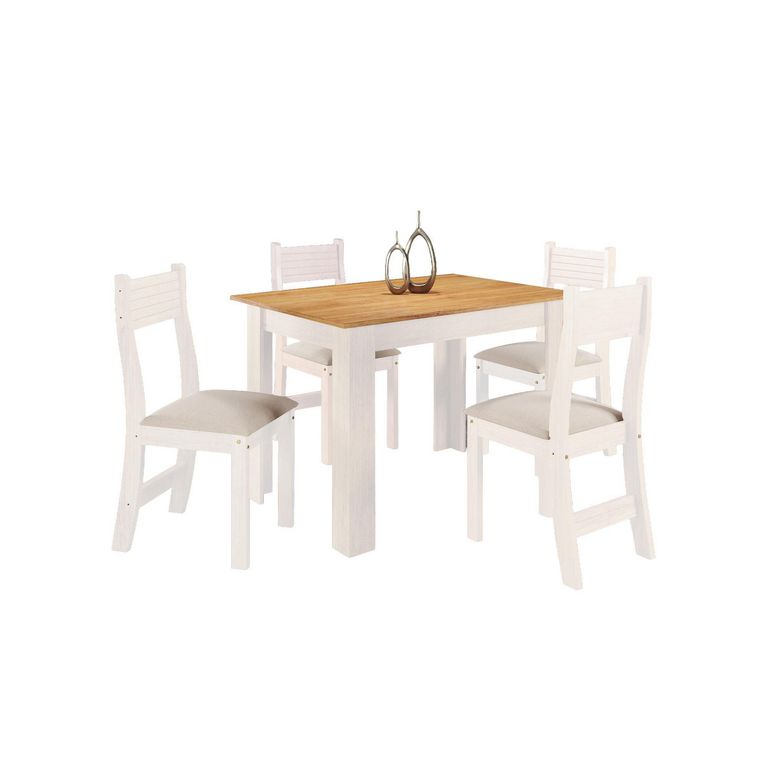 Juego de Comedor Adriana 4 Sillas Mesa Rectangular 75x110x75.1 cm Blanco