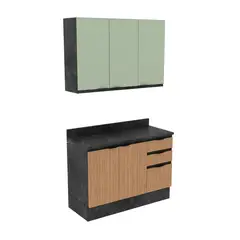 HOME MOBILI - Combo mueble de cocina 2 puertas 3 cajones ml+aereo pared 3 puertas verde