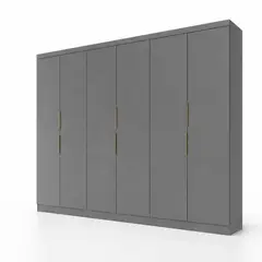 DI PORETTI - Clóset 6 Puerta(s) 4 Cajón(es) 6 Repisa(s) 238x225x47 cm Gris