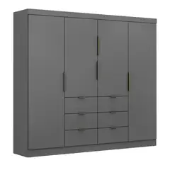 DI PORETTI - Clóset 4 Puerta(s) 6 Cajón(es) 8 Repisa(s) 218x195x47 cm Gris
