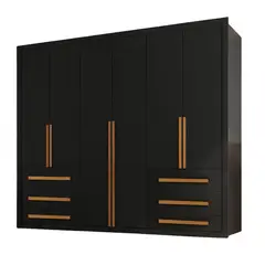 DI PORETTI - Clóset 6 Puerta(s) 6 Cajón(es) 10 Repisa(s) 245x223x47 cm Negro