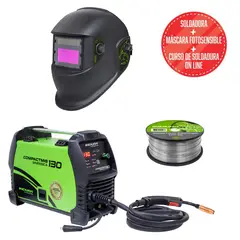 INDURA - Soldadora Multiproceso MIG /FLUXCORE, Arco manual/TIG 130 Amp + Mascara