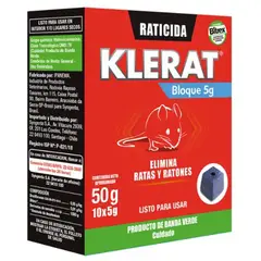 KLERAT - Raticida bloque 50 gr para el control de roedores