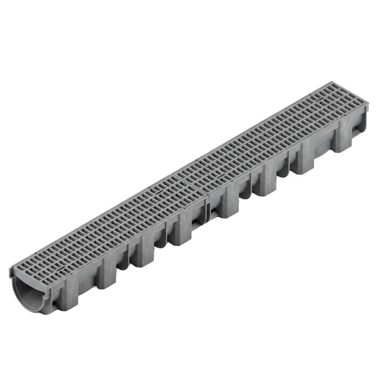 Set Canaleta Peatonal + Rejilla Fibratec Gris A15 1 mt