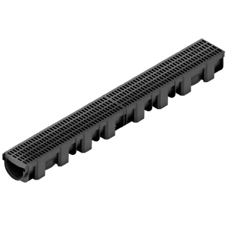 Set Canaleta Peatonal + Rejilla Fibratec Negra A15 1 mt