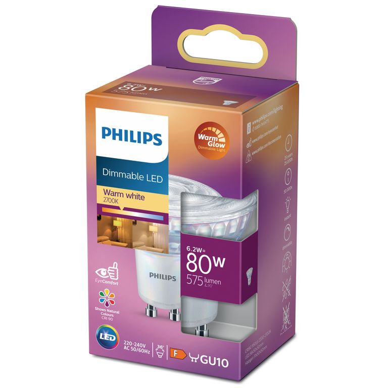 Ampolleta Led 6.2 W GU10 575 lm Luz Cálida